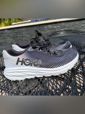 HOKA Men's Black and White Running Shoes Rincon 10.5